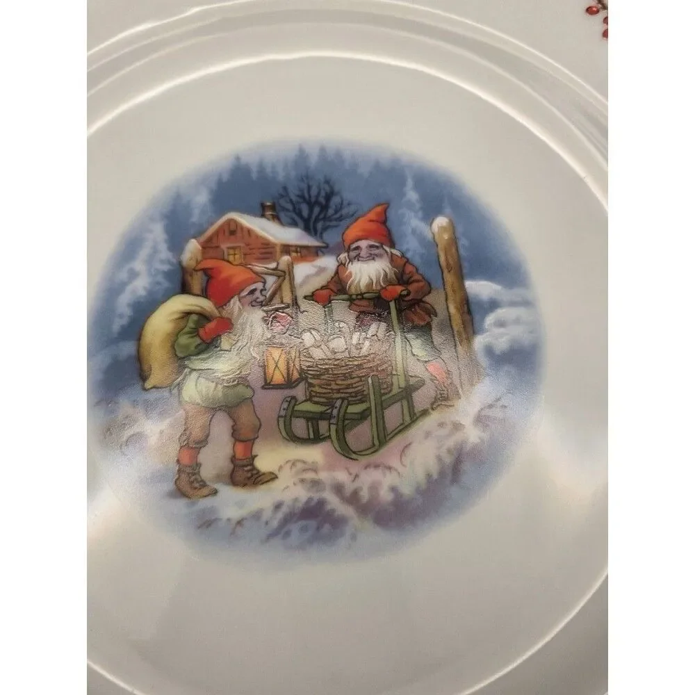 Christineholm Porcelain Lars Porcelain Winter Gnome Dinner Plate 11 Inches